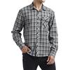 HISDERN Camicie da Uomo Camicia a Maniche Lunghe in Flanella Scozzese Casual Camicie abbottonate a Quadri Grigio/Nero 2XL