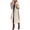 OnaiC - Cappotto lungo in lana da donna - Trenchcoat con cintura regolabile, revers lunghi, in cashmere, pesante, oversize, giacca invernale, versione classica di windbreaker, beige., S