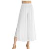 SEAUR Pantaloni da donna per la danza, in chiffon, gamba larga, danza orientale, latino, pilates, yoga, palazzo, pantaloni estivi, pantaloni per il tempo libero, S-XL, bianco, L
