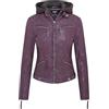 Infinity Leather Giacca Classica Con Cappuccio da Donna in Pelle Viola da Motociclista