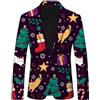 Rrongwn blazer natalizio da uomo, con stampa natalizia, con risvolto, business, blazer leggero, slim fit, elasticizzato, giacca di Natale, comoda e calda, Lilla, S