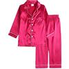 Verve Jelly Ragazze Ragazzi Pigiama in Raso Pigiama in Seta Manica Lunga Bambini 2 Pezzi Indumenti da Notte Button-Down Pigiami Pigiami Rosa Rosso 150 10-11 Anni