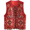 Alaurbeauty Gilet da donna Y2k Floreale Ricamato Top Vintage Open Front Boho Cardigan Gilet Casual Senza Maniche Cropped Gilet Capispalla, Colore: rosso, M