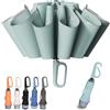 TUMAAOTU Ombrello compatto invertito con manico a moschettone Never Forget, ombrello da viaggio antivento forte, ombrello automatico per pioggia, apertura automatica, 10 stecche telaio resistente per