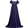 pvucpot Abito reggenza rinascimentale Abito da donna vintage Regency a vita alta reggency da donna in vita impero lungo increspato con maniche a sbuffo