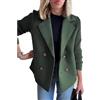 Suncadmious Giacca Casual da Donna Primaverile con Risvolto e Bottoni in Maglia con Maniche Patchwork Cravatta da Lavoro Blazer Casual in Tweed Doppiopetto (Verde,XL)