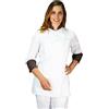 tessile astorino RICAMO 0 - Giacca Cuoca Donna - Bianca e Marrone - Casacca Chef per Ristorante e Cucina - Made in Italy (XXL)