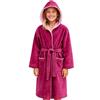Morgenstern Accappatoio Velour Bambini e Ragazzi con Cappuccio Cotone fucsia rosa Taglia 146-152 cm, 11-12 anni