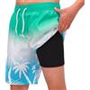 MEILONGER Costume da bagno per ragazzi con fodera a compressione, ad asciugatura rapida, elasticizzato, 2 in 1, taglie 8, 10-12, 14-16, 18-20 anni
