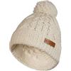 Pachamama Berretto da donna con pompon in 100% pura lana merino fine, lavorato a mano a maglia con motivo a trecce, tinta unita, taglia unica, fatto a mano, morbido, caldo, traspirante, che assorbe