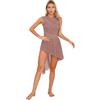 inhzoy Donna Vestito da Pattinaggio Artistico con Strass Abito da Balletto Ballo Lirico Contemporaneo Leotards Body da Danza Classica Ballerina Costumi di Danza Moderna Jazz Marrone XS