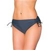 Aquarti Slip Costume Donna con Laccetti - Slip Bikini Donna Regolabile con Arricciatura, Grafite, 42