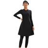 Generico Costumi Donna Mare Due Pezzi Costume da Bagno Islamico Donna in Tre Pezzi con Maniche Lunghe e Gonna a Protezione Solare (Black, XXXXL)