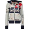 Geographical Norway Flyer Lady - Felpa Donna Zip Hoodie Tasche - Pile Donna Maglione Manica Lunga Giacca Cappuccio - Abito Ideale Primavera Estate Autunno Inverno Stagione (Grigio Chiaro XL)