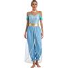 Yhong Costume Da Principessa Jasmine Per Donna Completo Costume Principessa Araba Tutina Con Paillettes Cosplay Halloween Carnevale Blu 3XL