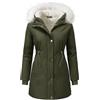 Vijamiy Giubbotto Donna Invernale Cappotto Lungo Parka Impermeabile Calda Imbottito con Cappuccio Vello Elegante Cappotti (Verde militare,S)