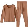 Generisch Biancheria intima termica da donna, set da 2 pezzi, biancheria intima calda con interno in pile, parte inferiore e parte superiore lunga, funzionale, scollo a U, biancheria intima termica e