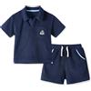 Volunboy Completo Bambino in Tessuto Spugna, Camicia con Collo Gabbiano e Pantaloncini con Vita Elastica per Spiaggia e Tempo