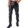 winying Pantaloni lunghi da uomo, in pelle PU, effetto bagnato, aderenti, stile gotico, elasticizzati, stile motociclista, collant, pantaloni da motociclista, clubwear, Nero , S