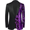PYJTRL Uomini Moda Viola Colorato Velluto Lustrini Blazer,Purple 02,XL