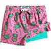 maamgic Costume Bambino Asciugatura Rapida 2 in 1 Pantaloncini Corti con Compressione e Coulisse Regolabile, Costume Ragazzo Spiaggia Sport Nuotare, 2-16 Anni, 07 Ananas Rosa Cocco, 4 Anni