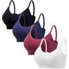 HBselect 4 Pezzi Reggiseno Senza Ferretto da Donna Reggiseno a Canotta V Collo Bralette Seamless Bralettes T-Shirt Reggiseni