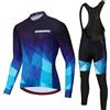Mydawan Completo Ciclismo Uomo Abbigliamento Bici MTB Tuta da Ciclista Maniche Lunghe,Maglietta Bicicletta Giacca e Salopette Pantaloni con 19D Gel Imbottiti,Completi Maglia da Ciclo Primavera Autunno|13,L