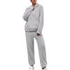 Generico Tute Da Casa Donna Invernali Pile Calda Leggera Tuta In Peluche Curvy Casual Maglione Con Cappuccio E Pantaloni Set Coordinati Completo 2 Pezzi Morbida Complete In Ciniglia Pigiami Tute Calde Per Casa