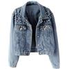 Cocila Giacca Di Jeans Oversize Da Donna Con Perle Ricamate E Perline Attacco Giganti Vestiti (Light Blue Xxl) Felpe Donna Particolari Cappotto Color Cammello Parka Imbottito Piumini Taglie