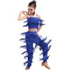 YXYjLb Set Da Ballo Latino For Ragazze Sala Da Ballo Pantaloni Con Nappe Con Frange Taglie Forti E Top Con Frange Solide Salsa Samba Costume Da Competizione Costumi Di Pratica Di Danza