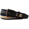 TigerTie Cintura elastica di alta qualità con fibbia in acciaio inox e applicazioni in vera pelle, larghezza cintura 35 mm