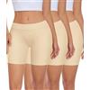 Niwicee Pantaloncini Sottogonna Donna Leggings Corti Estivi Antisfregamento con Vita Alta Larga Senza Cuciture Tessuto Fresco Non Si Arrotola per Yoga Ciclismo sotto la Gonna 3 Pezzi (Beige*3, XXL)