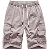 MakingDa Cotone Pantaloni Cargo Uomo Estivi Coulisse Vita elasticizzata Tasca utility Slim Corsa Marcia Trekking Campeggio Bermuda Leggero Classico Sportivo Vacanza Spiaggia Short Grigio marrone XXXXL
