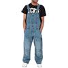 Generisch Salopette da uomo elasticizzati, pantaloni da lavoro da uomo, pantaloni cargo oversize, con bretelle, vintage, vestibilità larga, extra forti, per il tempo libero, con tasche, effetto jeans, Azzurro
