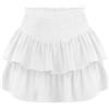 Generic Gonna svasata a pieghe irregolare da donna con gonna corta sexy elastica tinta unita casual con orlo increspato gonna corta sexy da vacanza elastica curvy oversize, bianco, S
