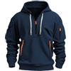 LIEROLYE Felpa Con Cappuccio Tattiche Da Uomo, Hoodie Felpa Con Zip A Un Quarto, Felpe Cargo A Maniche Lunghe Con Tasche Per Autunno E Inverno(Navy Blue,XXX-Large)