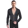 BOZEVON Uomo Moda Latina Danza Costumi Camicia/Pantaloni Prestazione Abbigliamento da Ballo Set Nero Outfits, Camicia, Tag 2XL = EU XL