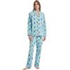 GLOBAL Pigiama Donna Flanella Donna Pigiami Cotone Maniche Lunghe Pigiami Due Pezzi da Donna Camicie da Notte da Donna Pjs Confortevole Sleepwear Caldo Morbido,Coniglio Verde,S
