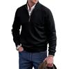 Berrynight Maglione di base della chiusura lampo del cachemire degli uomini, maglione degli uomini del quarto della zip, maglione girocollo di base degli uomini lavorati a maglia