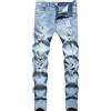 Generic Pantaloni Jeans da Strada Pantaloni Hip-Hop retrò a Tubo Dritto Slim Fit da Uomo Pantaloni da Lavoro Tecnici Pantalone di
