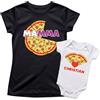 t-shirteria Coppia Tshirt e Body Neonato Intimo da Giorno Personalizzabile con Nome, Madre e Figlia Figlio Festa della Mamma Regalo (Fetta Pizza e Grande)