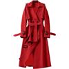 Generisch Trench - Cappotto lungo da donna, con bottoni a doppio petto, elegante, con colletto a risvolto, per le mezze stagioni, stile vintage, giacca a vento, Colore: rosso, L
