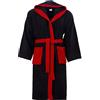 Morbidissimi Accappatoio Spugna Adulto Bicolor Con Cappuccio, Cinturino e 2 Tasche, Accappatoi Uomo Donna Morbidi 400 gr/mq Puro Cotone Y780 (Accappatoio Nero-Bordeaux, XL)