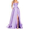 BOTCAM Abito da donna elegante, lungo, da ballo, con tasche, in raso, linea ad A, senza schienale, abito da sposa, abiti da sera, sexy, con allacciatura al collo, spalline spaghetti, abito da sposa lungo, da