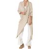 KonJim Top avvolgente da donna in lino casual arrotolabile a maniche lunghe camicette con collo ad anello asimmetrico caftano oversize orlo immerso top da donna caftano italiano leggero camicie lunghe