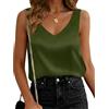 Cicy Bell Canotta da donna in raso con scollo a V, senza maniche, estiva, in chiffon, casual, verde militare, M