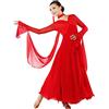 YC WELL Abito da ballo, da donna, per liscio, tango, walzer, abito da ballo ideale per esibizioni Red Medium