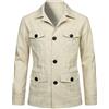 aromm Giacca di Lino Leggera da Uomo Bottoni Traspirante Casual Blazer Cappotto Beige con Tasche, S