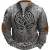 Generisch Maglione da uomo con albero della vita celtico - Troyer vichingo effetto maglia 3D con Yggdrasil | Maglia a maniche lunghe da motociclista con chiusura lampo, XXL