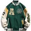 Vagbalena Giacca da College College College da Baseball impiombata con Lettera Y2K da Uomo Giacca da Campus Unisex Giacca da Baseball da Motociclista Casual dalla vestibilità Regolare (Verde,XXL)